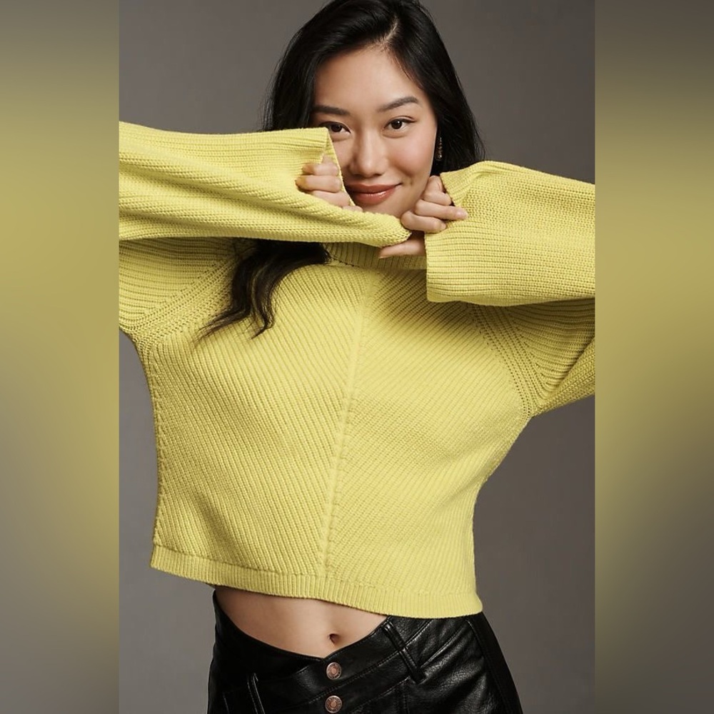 Maeve Cropped Bright Turtleneck Sweater